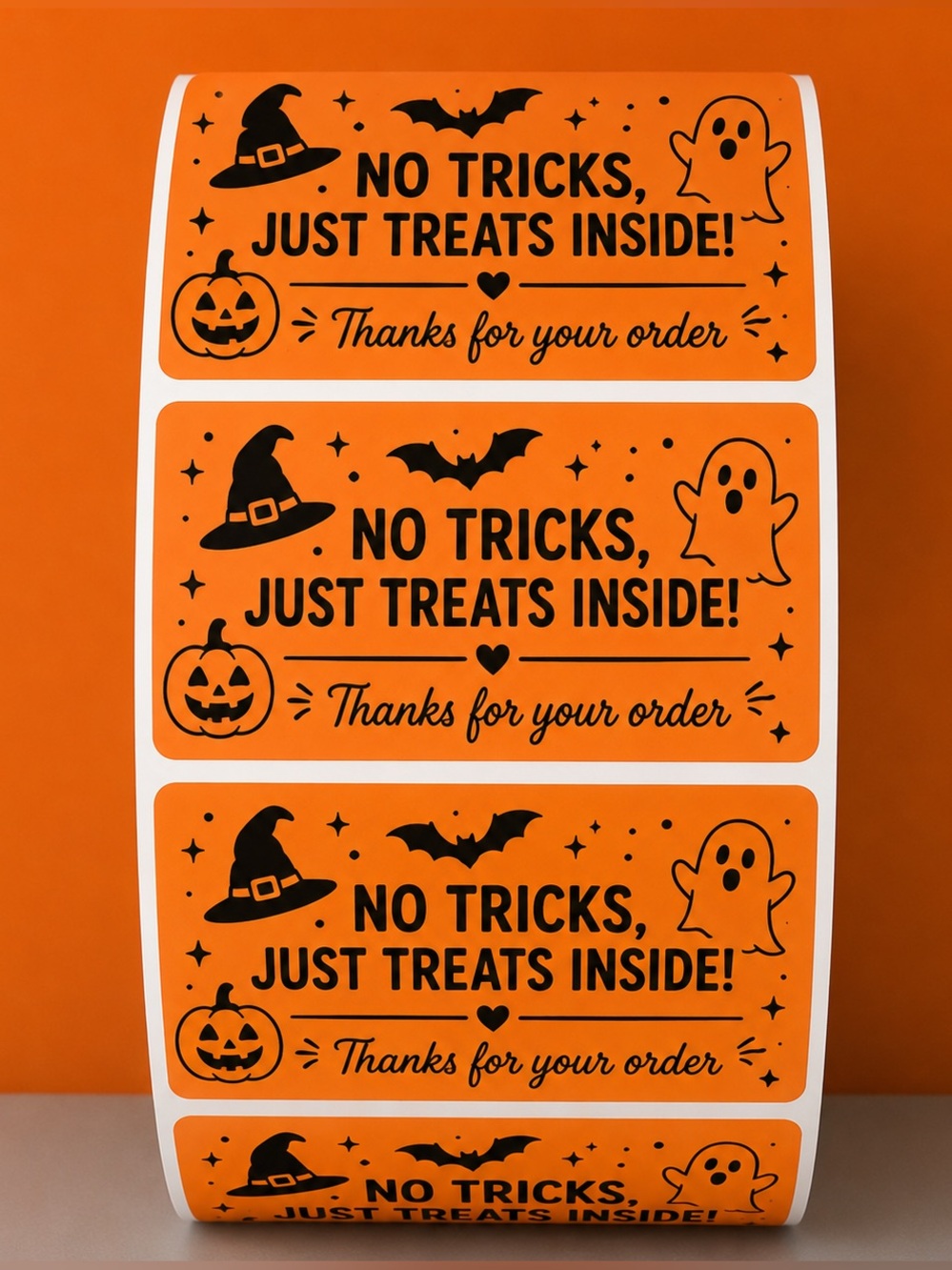 No Tricks Just Treats Inside Stickers 2x1 Halloween Thanks For Your Order Labels